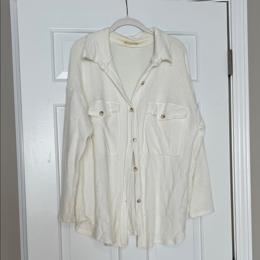 BUCKETLIST Ivory Button-Up Shirt Jacket